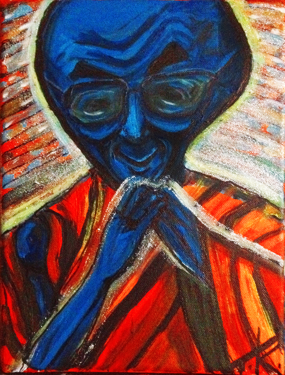 Alien Dalai Lama acrylic painting by Tim Kelly Similar Alien