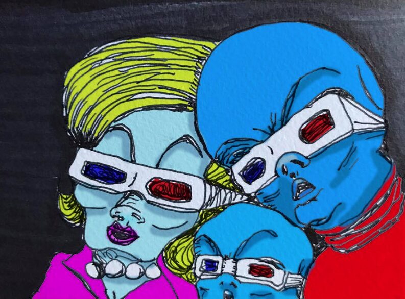 Alien A3D glasses movie acrylic painting by Tim Kelly Similar Alien entertainment family