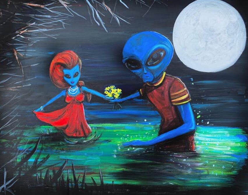 Alien Adaptation movie acrylic painting by Tim Kelly Similar Alien entertainment orchid