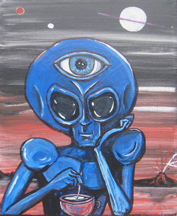 alien art coffee by Tim Kelly similar alien java cup bean