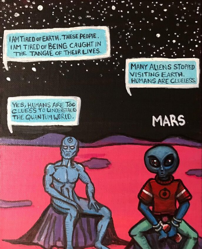Alien Dr Manhattan movie acrylic painting by Tim Kelly Similar Alien entertainment Mars Quantum