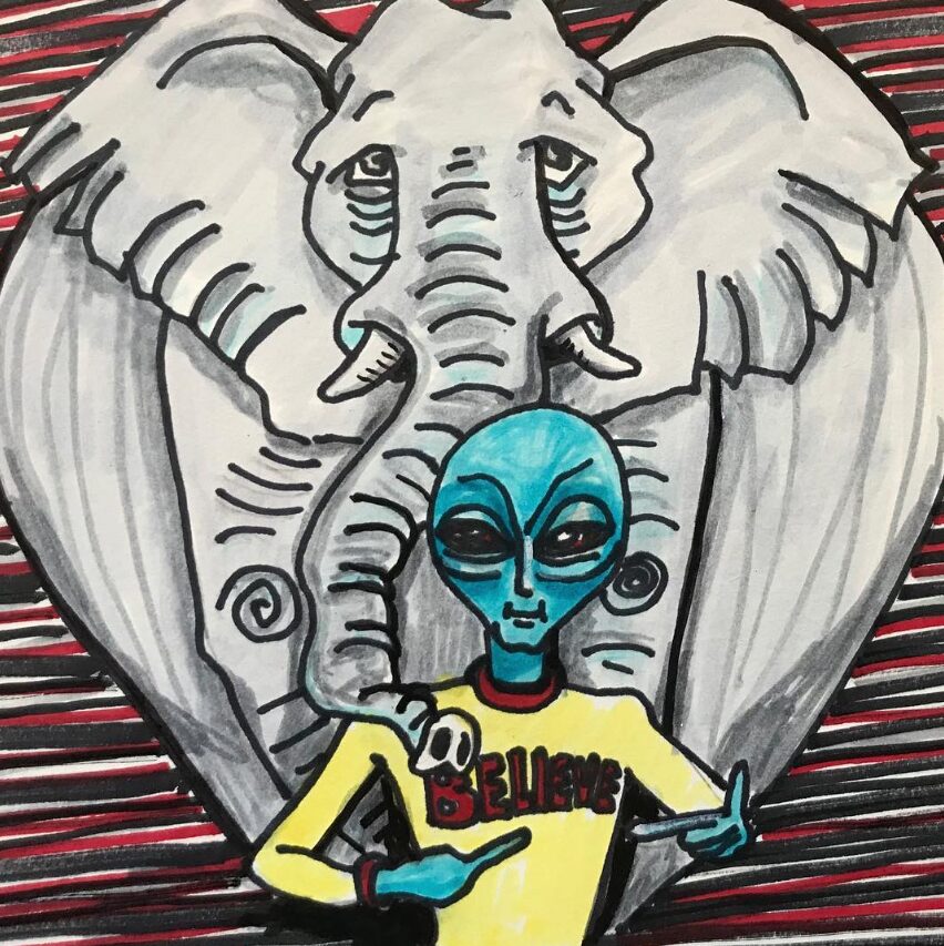 alien art elephant by Tim Kelly similar alien believe
