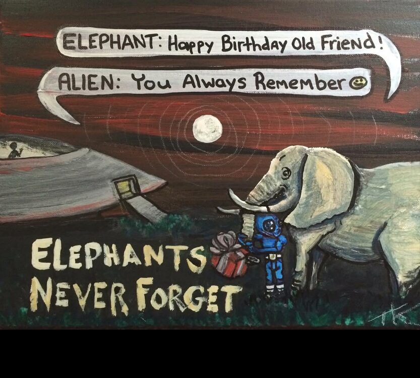 alien art elephant by Tim Kelly similar alien ufo