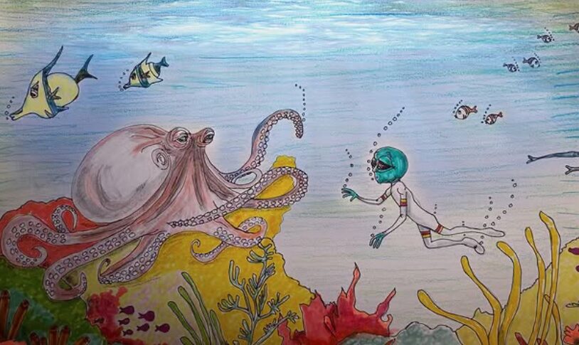 alien art octopus by Tim Kelly similar alien moon