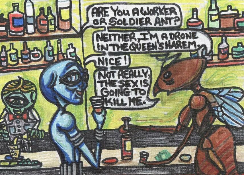 alien art libations by Tim Kelly similar alien bar drinks liquor happy hour ant 