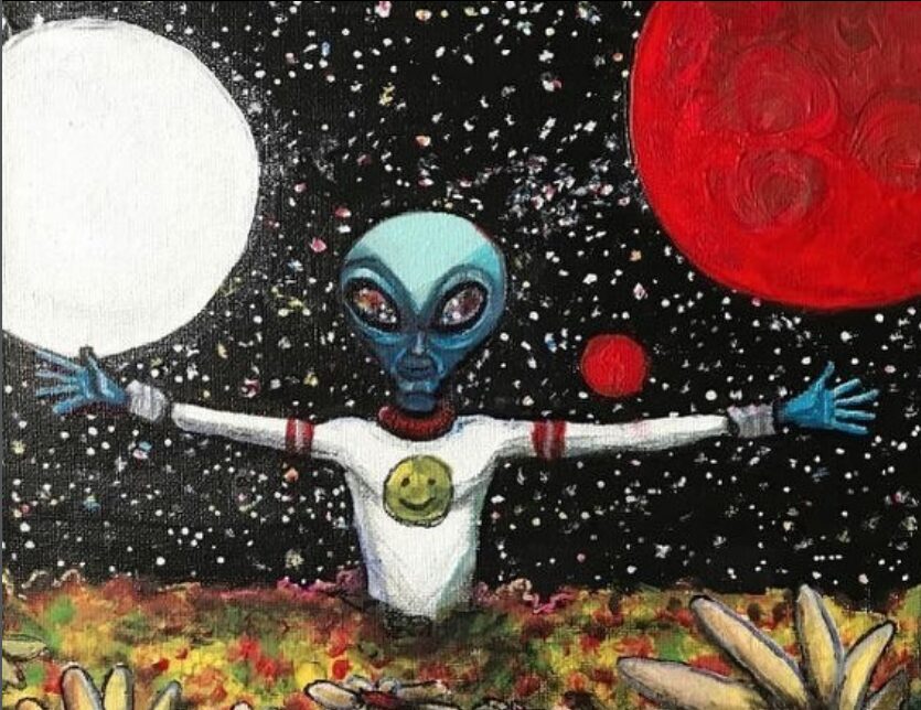 Alien full moon acrylic painting by Tim Kelly Similar Alien Life reach