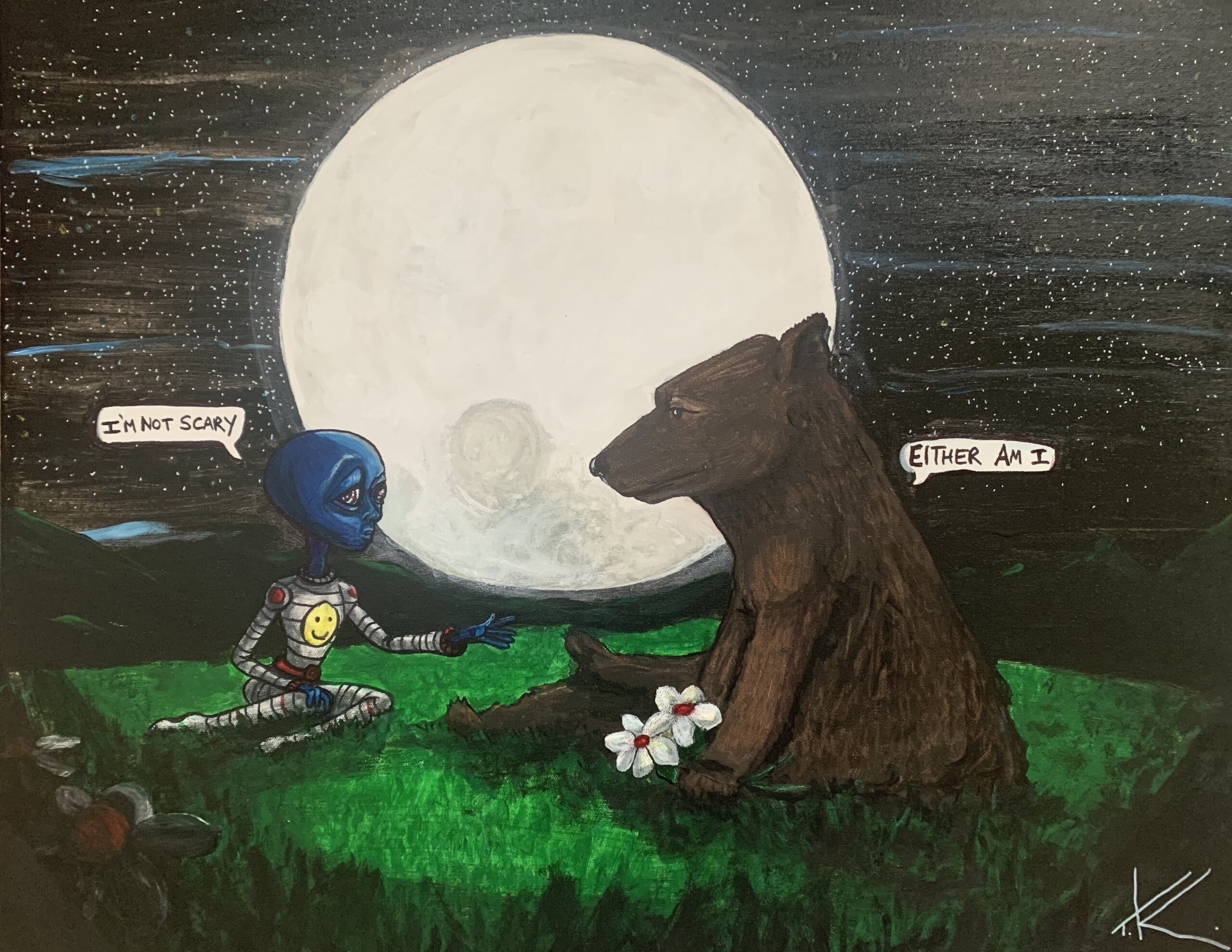 alien art full moon by Tim Kelly similar alien brown bear flowers