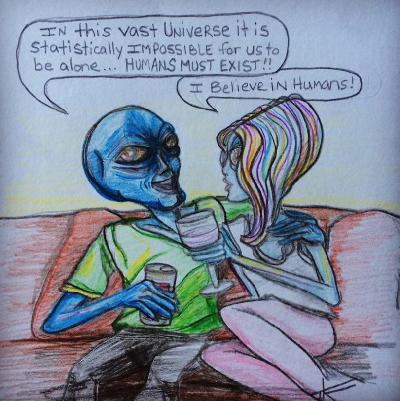 Aliens in Love acrylic painting by Tim Kelly Similar Alien