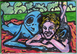 Aliens in Love acrylic painting by Tim Kelly Similar Alien