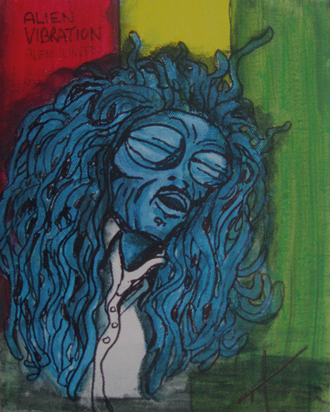 Alien Bob Marley acrylic painting by Tim Kelly Similar Alien music