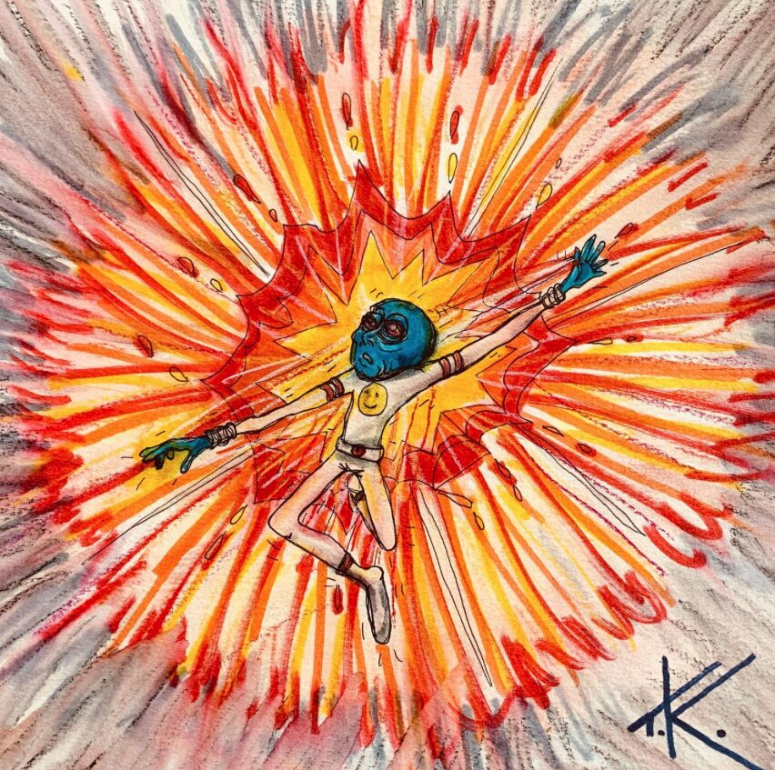 Alien explosion acrylic painting by Tim Kelly Similar Alien Life Boom
