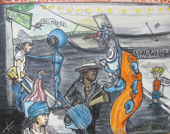 Alien Boss acrylic painting by Tim Kelly Similar Alien music Bruce Springsteen and E Street Band