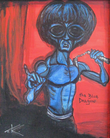 Alien Enter the Dragon movie acrylic painting by Tim Kelly Similar Alien entertainment Bruce Lee