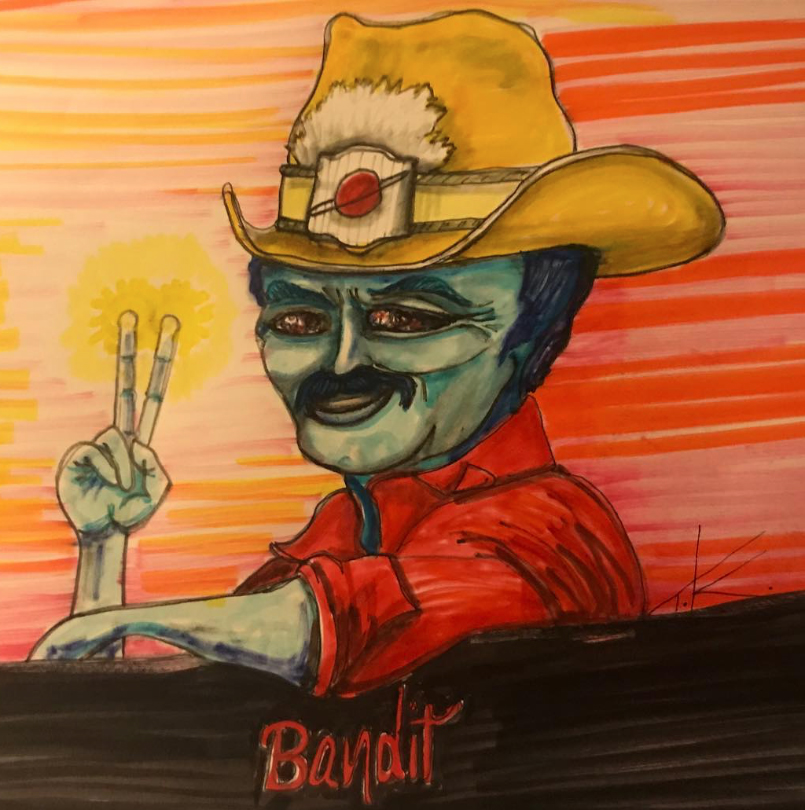 Alien Smokey and the Bandit movie acrylic painting by Tim Kelly Similar Alien entertainment Burt Reynolds