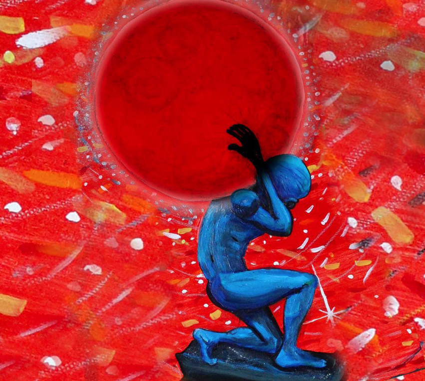 Alien carry the weight acrylic painting by Tim Kelly Similar Alien Life lift