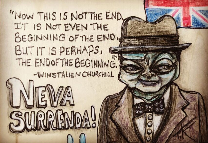 Alien Winston Churchill acrylic painting by Tim Kelly Similar Alien