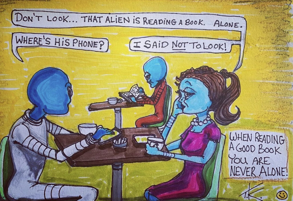 alien art coffee by Tim Kelly similar alien java cup bean book