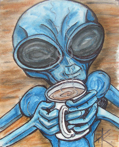 alien art coffee by Tim Kelly similar alien java cup bean
