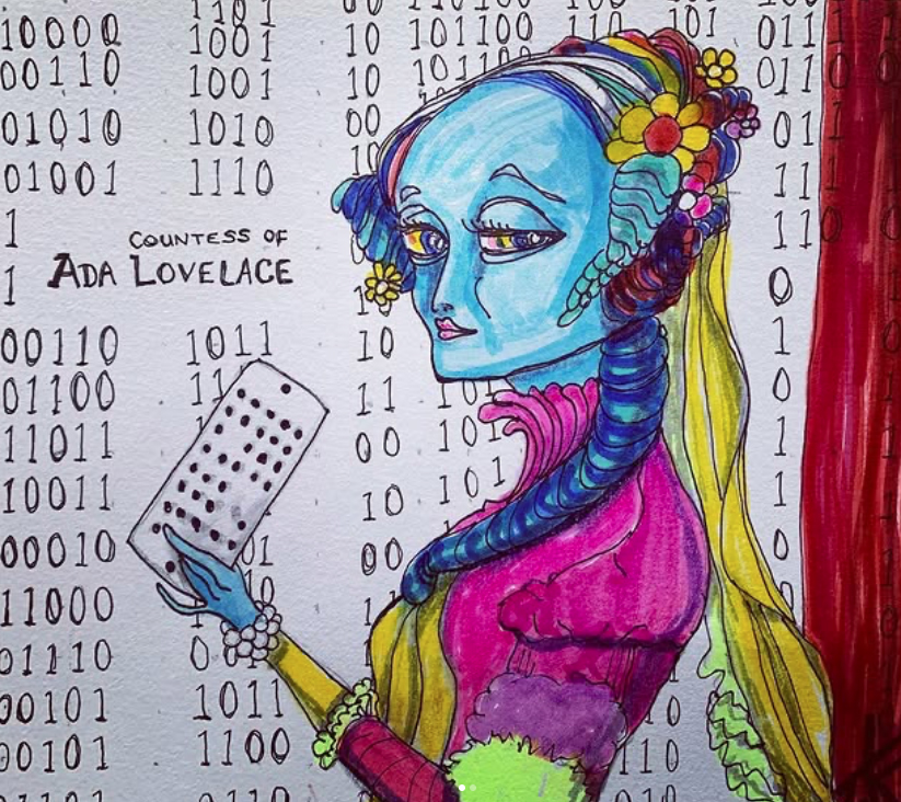 Alien Countess Ada Lovelace acrylic painting by Tim Kelly Similar Alien