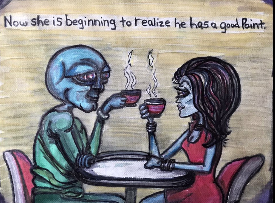 alien art coffee by Tim Kelly similar alien java cup bean good point