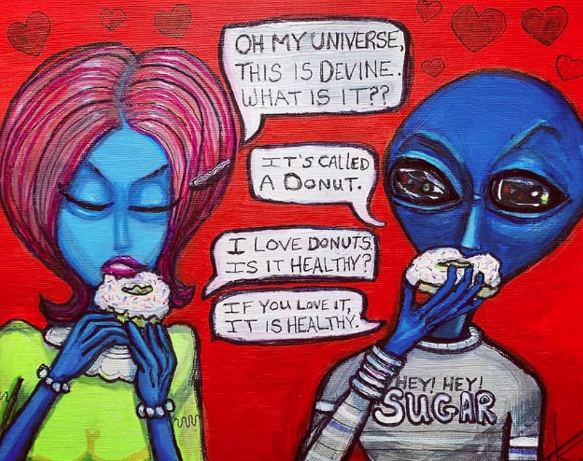 Alien donuts acrylic painting by Tim Kelly Similar Alien Life yummy