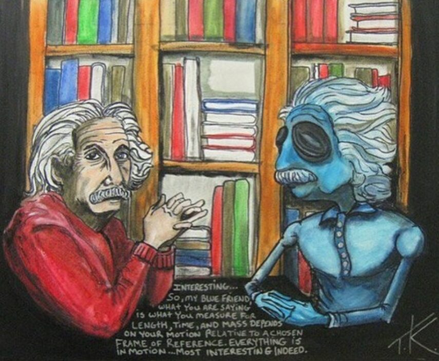 Alien Albert Einstein acrylic painting by Tim Kelly Similar Alien