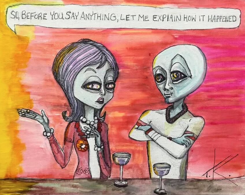 alien art libations by Tim Kelly similar alien bar drinks liquor happy hour wine