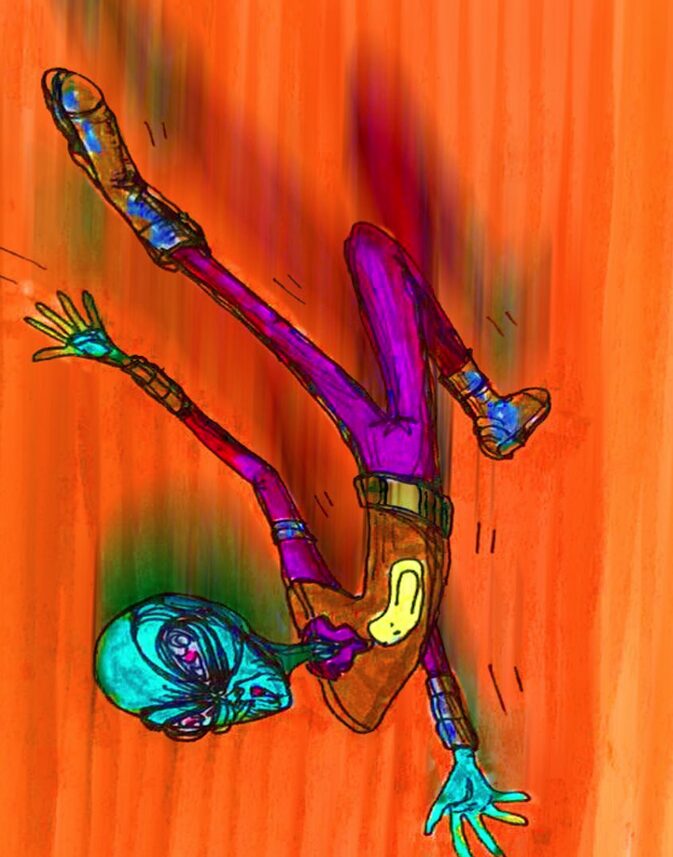 Alien plunge acrylic painting by Tim Kelly Similar Alien Life fall