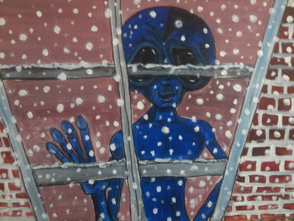 Alien First Snow acrylic painting by Tim Kelly Similar Alien Life Winter