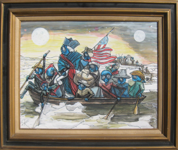 Alien George Washington crossing the Delaware acrylic painting by Tim Kelly Similar Alien