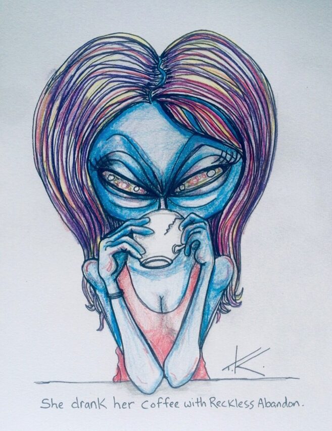 alien art coffee by Tim Kelly similar alien java cup bean