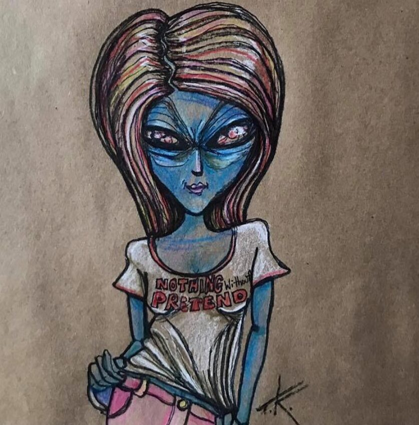 Alien Gir acrylic painting by Tim Kelly Similar Alien Life mNothing without Pretend