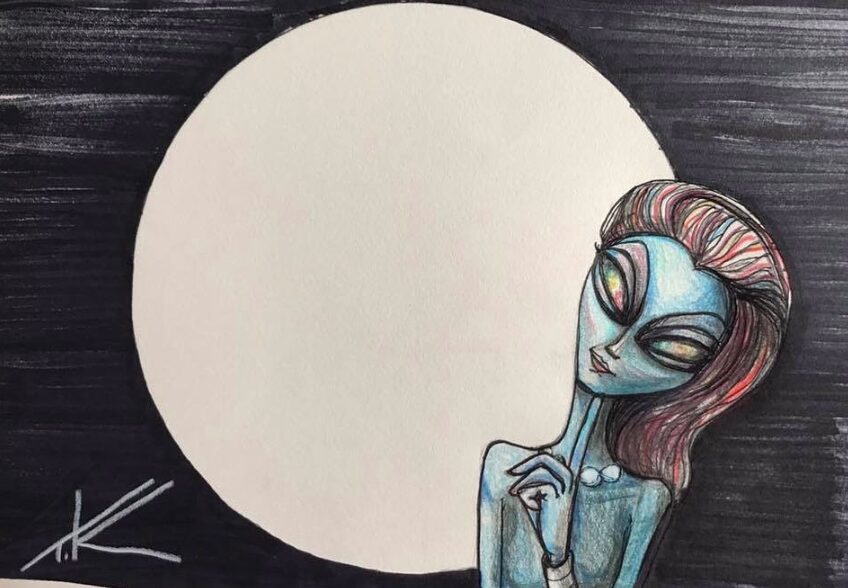 alien art full moon by Tim Kelly similar alien moon