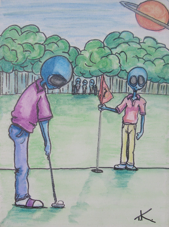 alien art sports by Tim Kelly similar alien activity golf putt 