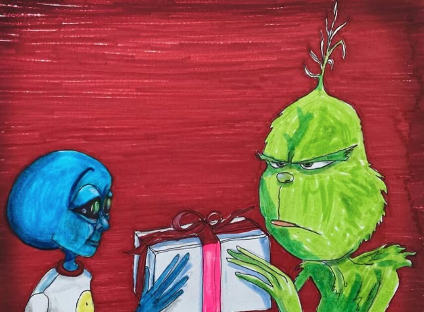 Alien The Grinch movie acrylic painting by Tim Kelly Similar Alien entertainment Christmas