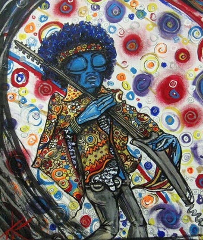 Alien Jimi Hendrix acrylic painting by Tim Kelly Similar Alien