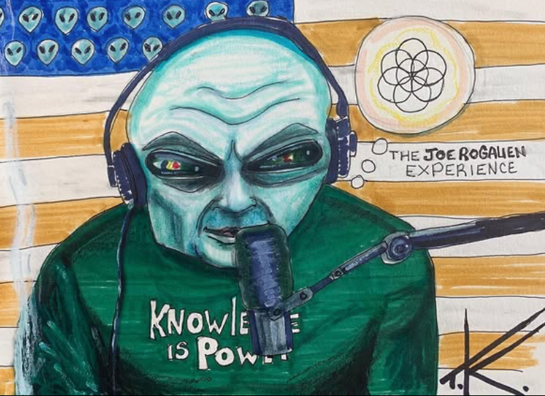 Alien Joe Rogan Podcast acrylic painting by Tim Kelly Similar Alien entertainment The JRE