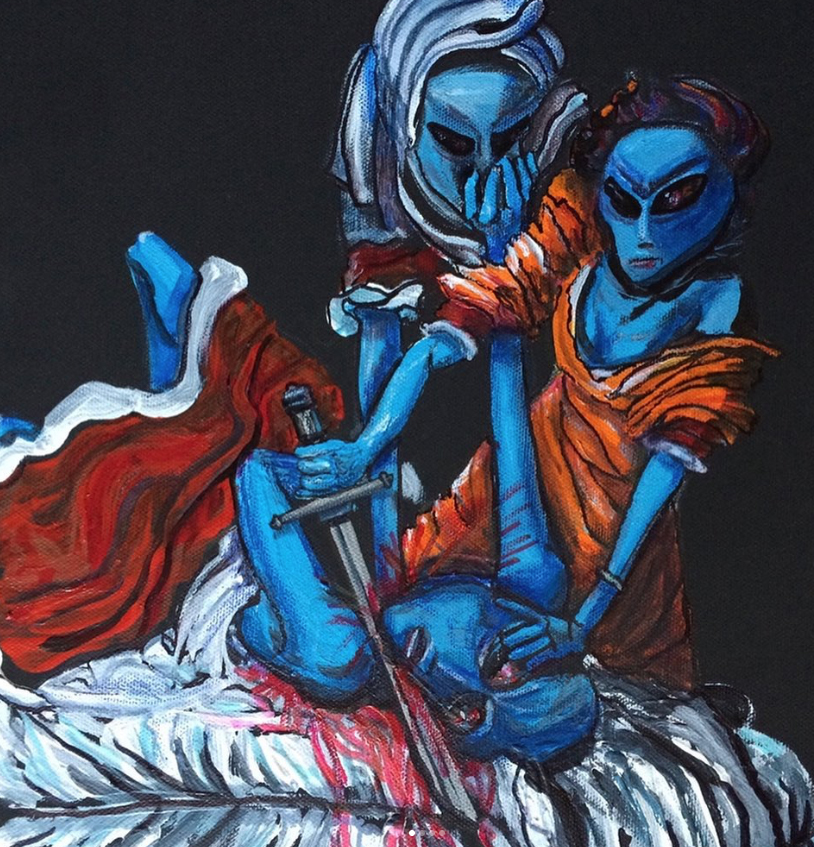 Alien Judith Slaying Holofernes acrylic painting rendition of Baroque painting by Artemisia Gentileschi
Created by Tim Kelly Similar Alien