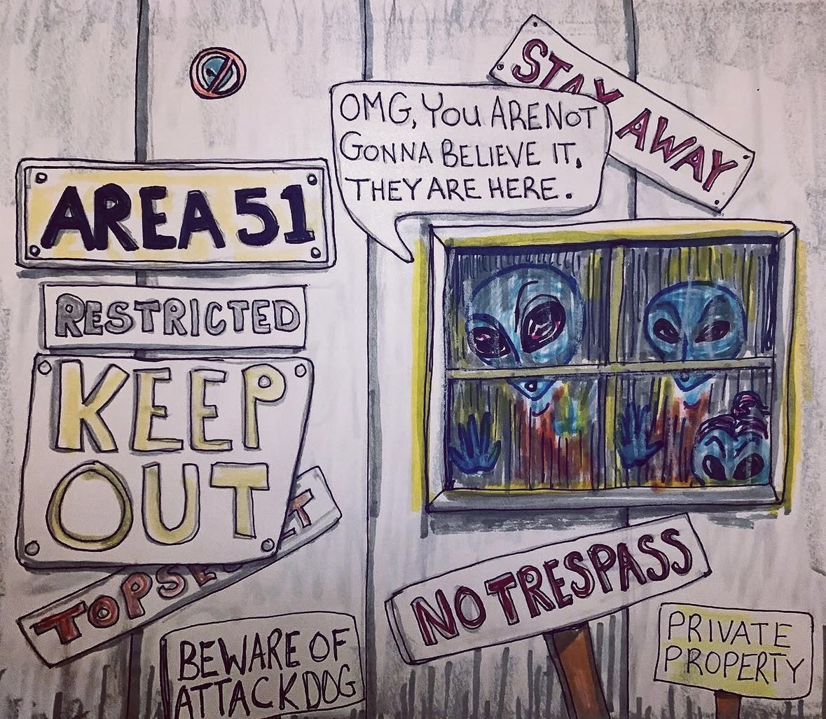 Alien Area 51 acrylic marker by Tim Kelly Similar Alien Life Nevada