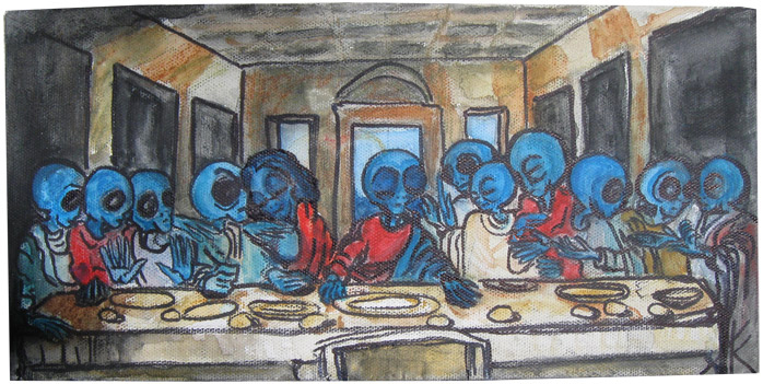 Alien Last Supper acrylic painting by Tim Kelly Similar Alien Leonardo da Vinci