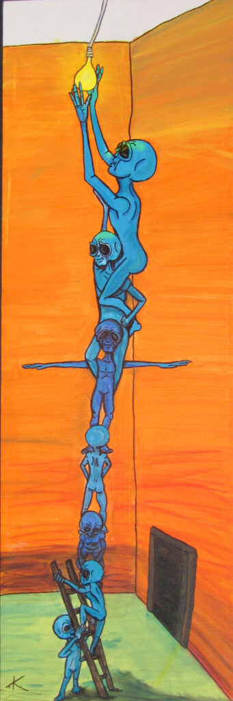 Alien art acrylic painting by Tim Kelly Similar Alien Life lightbulb