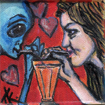 Aliens in Love acrylic painting by Tim Kelly Similar Alien