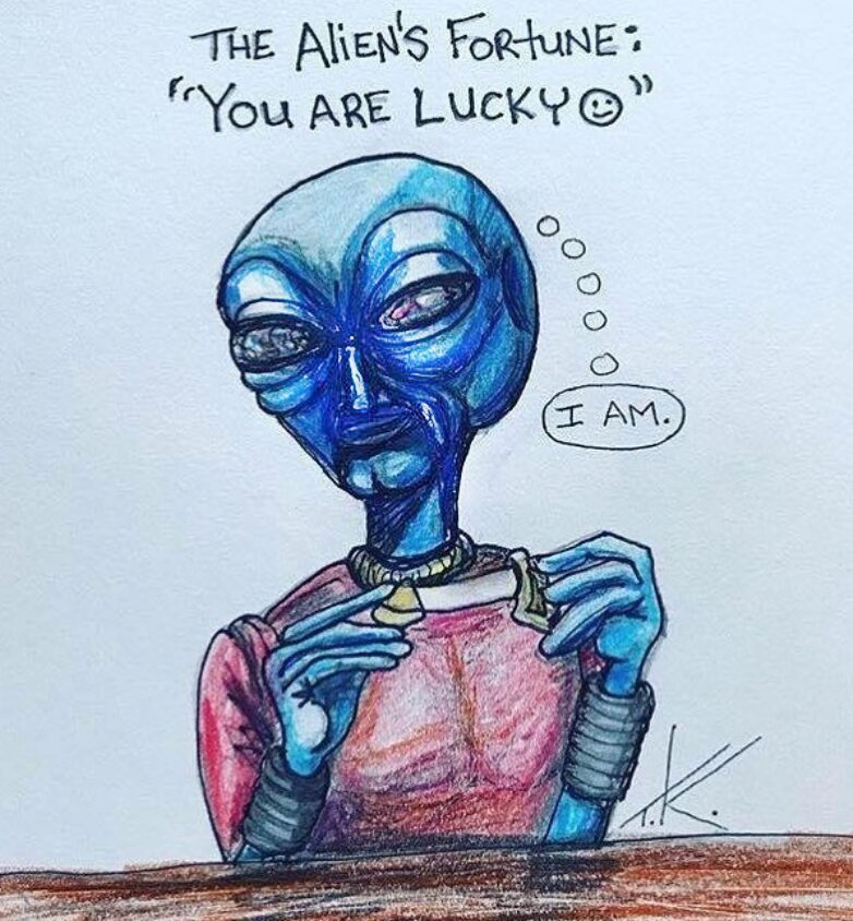 Alien art acrylic painting by Tim Kelly Similar Alien Life Lucky