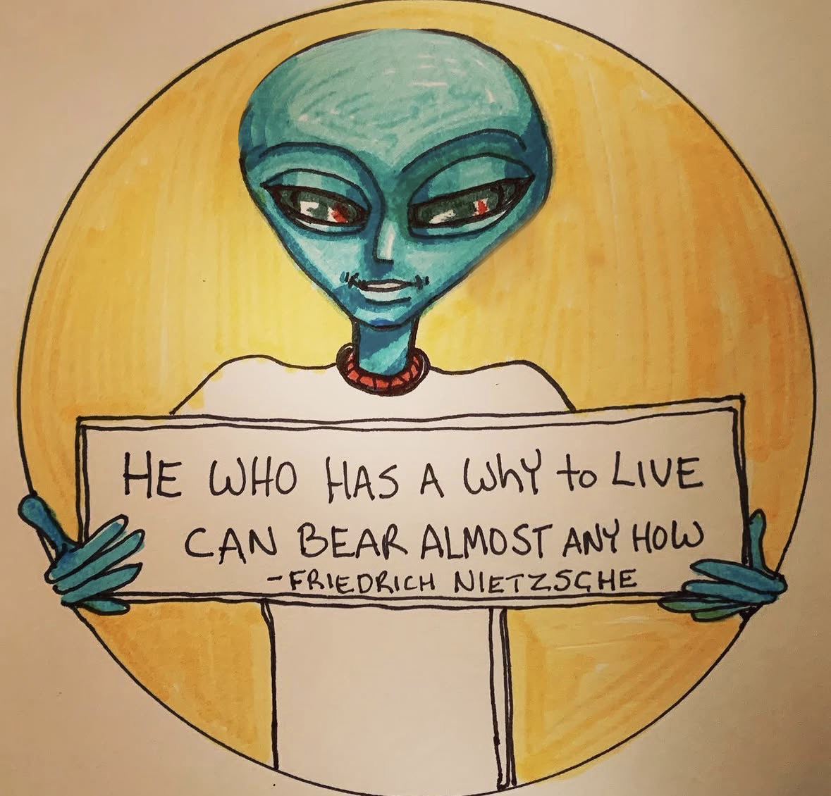 Alien art acrylic painting by Tim Kelly Similar Alien Life Friedrich Neitzche