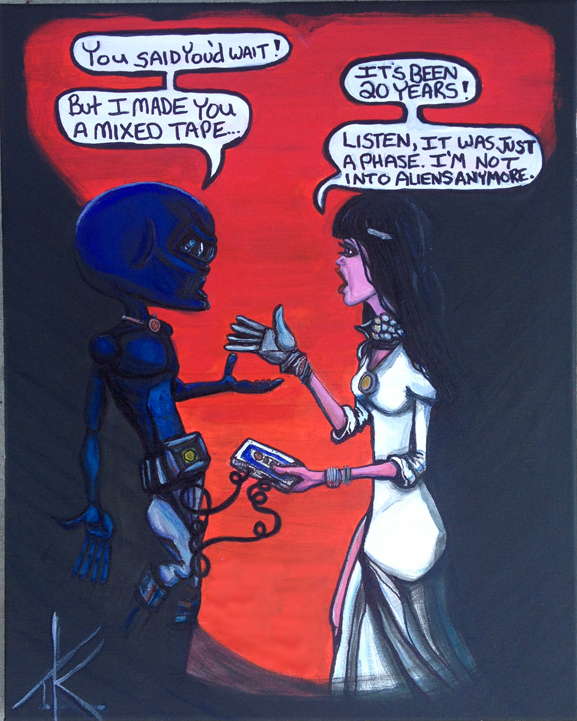 Aliens in Love acrylic painting by Tim Kelly Similar Alien mixed tape