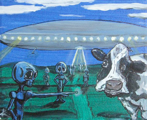 aliens art cow by Tim Kelly similar alien UFO