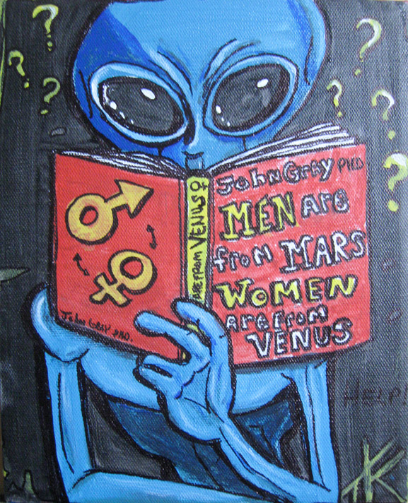 Men are from Mars Women are from Venus Aliens in Love acrylic painting by Tim Kelly Similar Alien