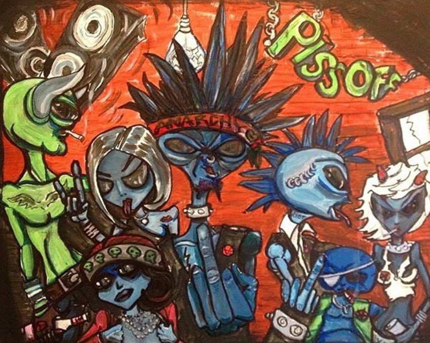 Alien Piss off acrylic painting by Tim Kelly Similar Alien Life nefarious intent