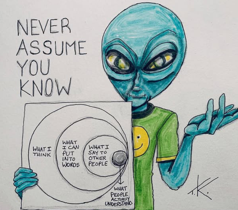 Alien never assume you know what I'm thinking acrylic painting by Tim Kelly Similar Alien Life