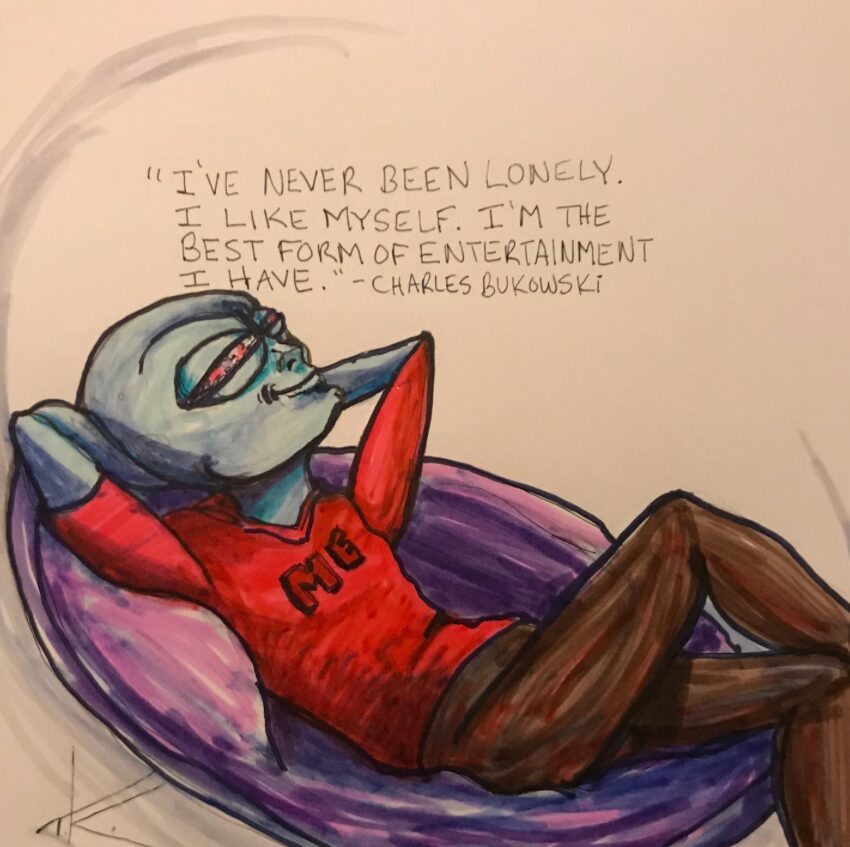 Alien Charles Bukowski acrylic painting by Tim Kelly Similar Alien Life good company